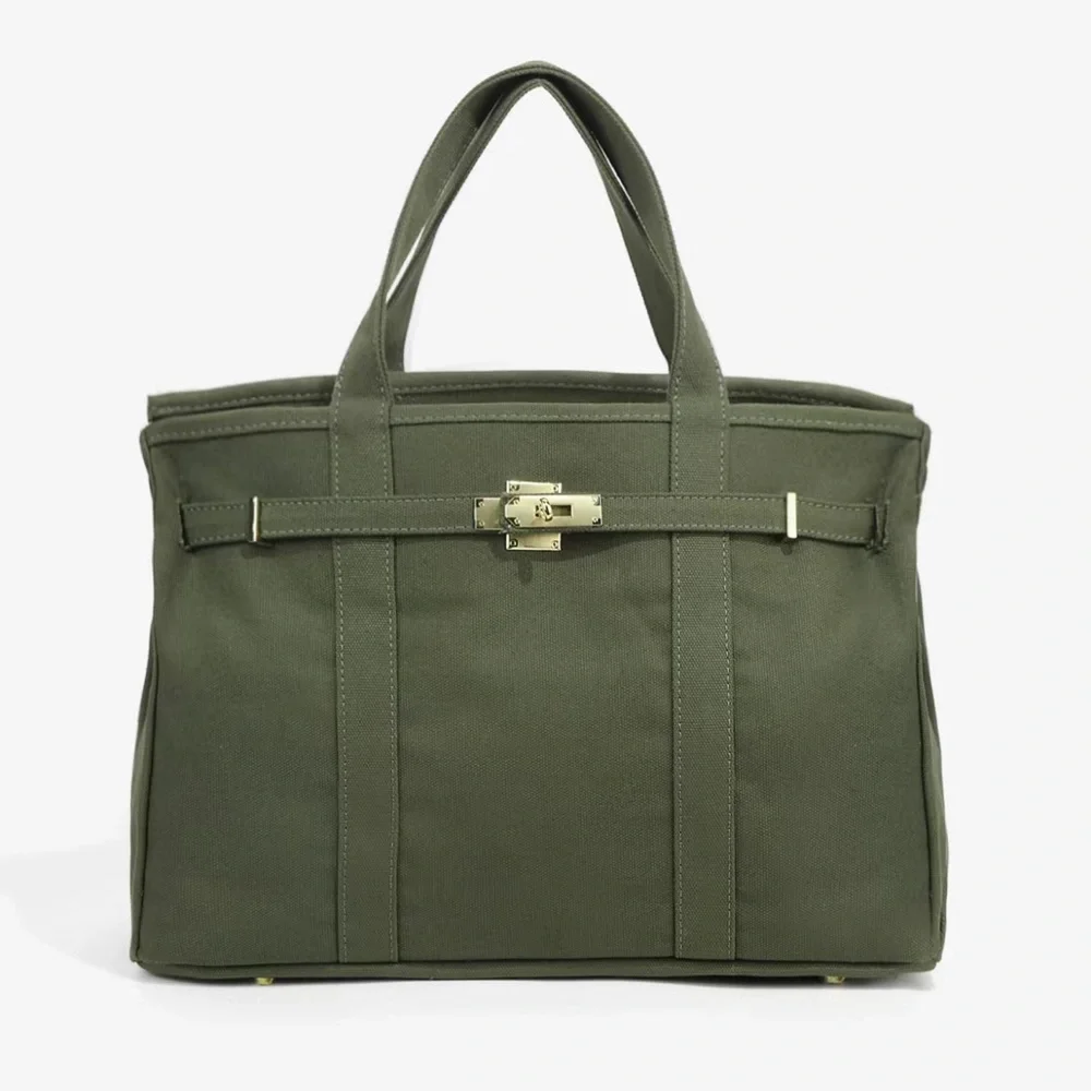 Vintage Stylish and Spacious Boatkin Bag in Green with Gold Buckle - Picture 1 of 6